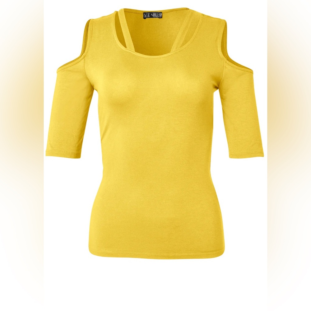 VENUS Yellow Cold Shoulder Blouse NWT